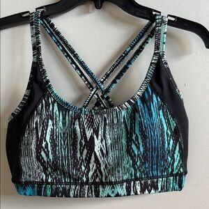 PL Movement Snake Print Strappy Sports Bra - Black and Blue size L